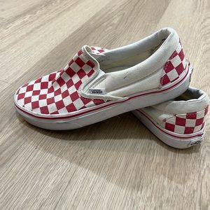 vans slip ons red and white